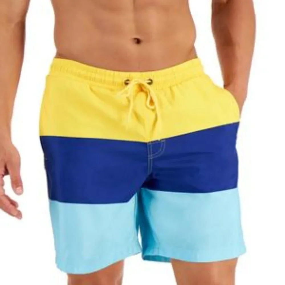 Club Room Men's Color blocked 7" Swim Trunks, Created for Macy's Size XL